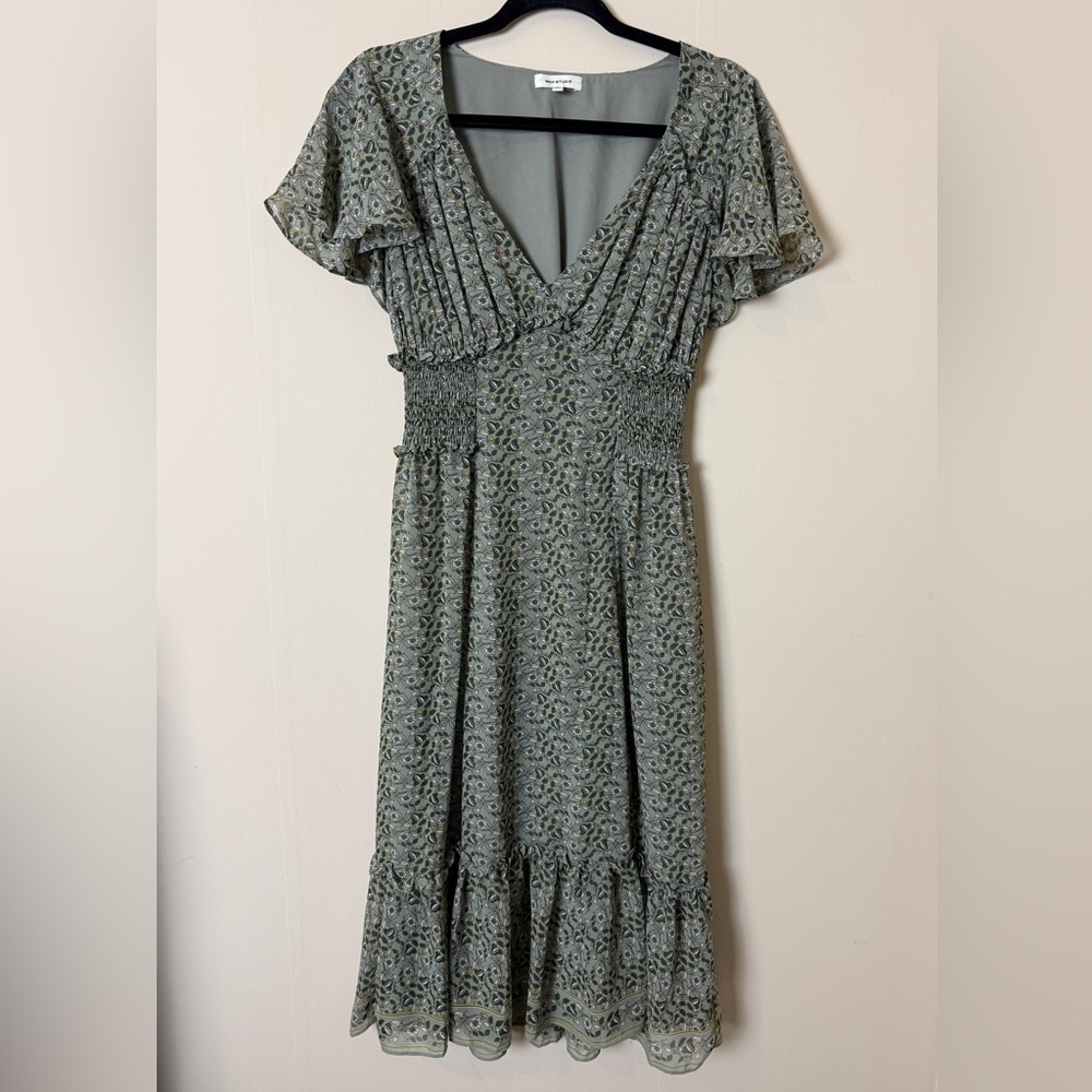 Max Studio Sage Floral Midi Dress
